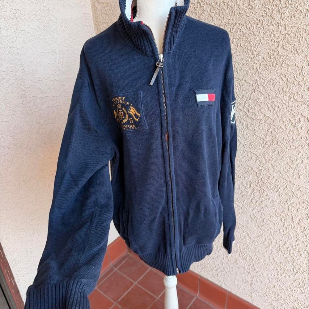 Vintage Navy blue Tommy Hilfiger zip up sweater